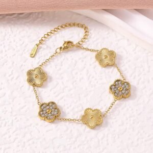 CLOVER BRACELET 5 MOTIF WHITE MOP DIAMOND